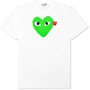 Comme-des-Garcons-PLAY-Red-Emblem-Heart-T-shirt-White-Green