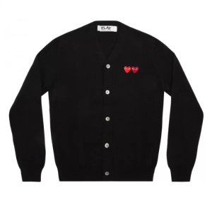PLAY MENS CARDIGAN WITH DOUBLE EMBLEMS BLACK