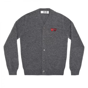 PLAY MENS CARDIGAN WITH DOUBLE EMBLEMS GREY