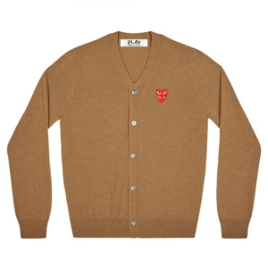PLAY MENS CARDIGAN WITH RED FAMILY HEART (BROWN)