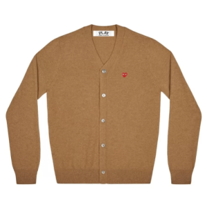 PLAY MENS CARDIGAN WITH SMALL RED HEART (BROWN)