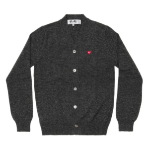 PLAY MENS CARDIGAN WITH SMALL RED HEART (GREY)