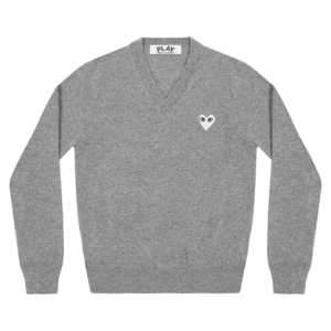 PLAY V-NECK PULLOVER WHITE HEART (GREY)