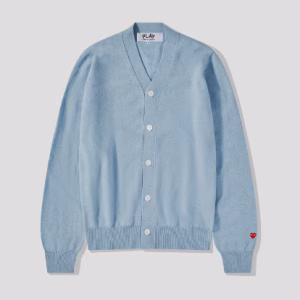 CDG Men Lambswool V Neck Blue Cardigan
