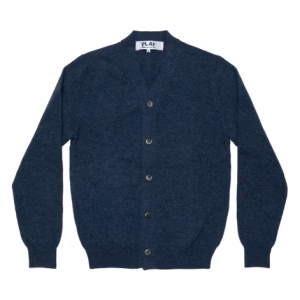 CDG Men Lambswool V Neck Cardigan Navy