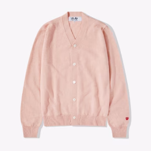 CDG Men Lambswool V Neck Cream Cardigan
