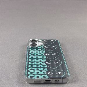 CDG Stylish Logo Printed iPhone Case With Black Hearts